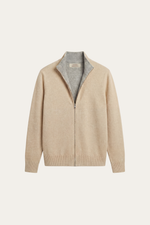 Marciello Reversible Cashmere Zip Knit Beige & Grey