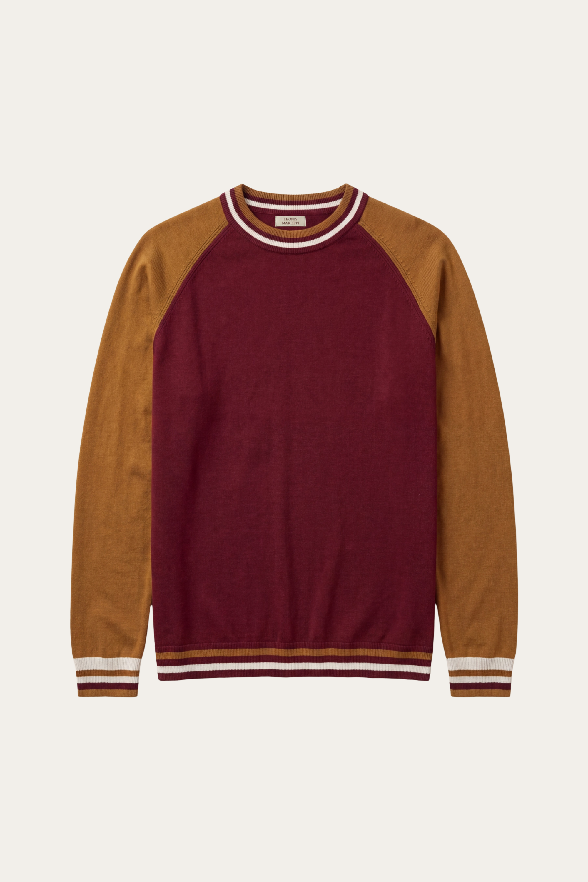 Cremona Merino Contrast Trim Crewneck Burgundy