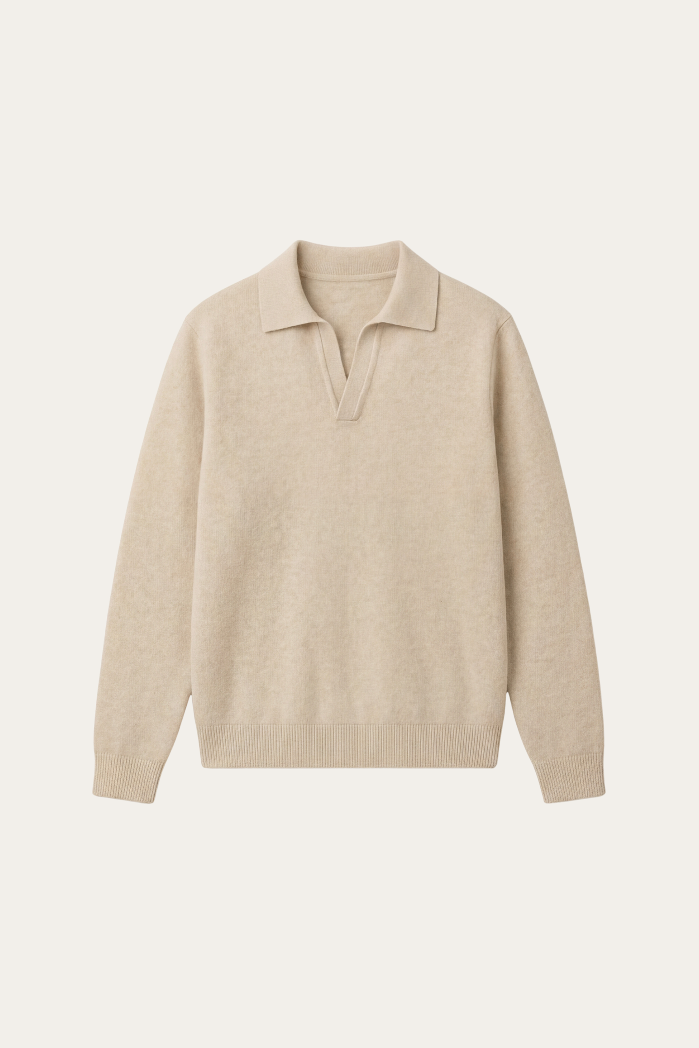 Marencio Cashmere Polo Knit Oatmeal