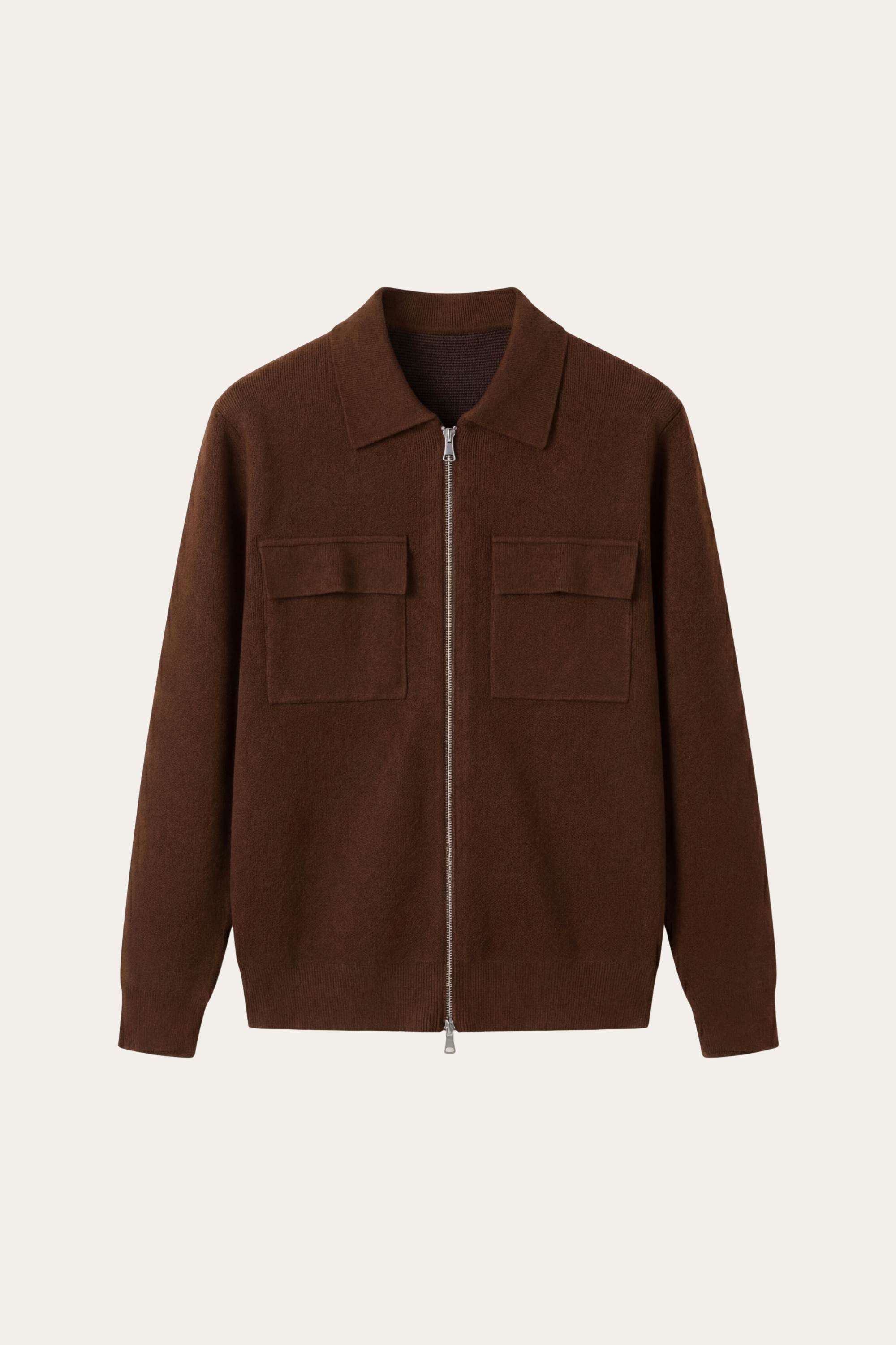 Orvello Dual-Zip Wool Cardigan Caramel