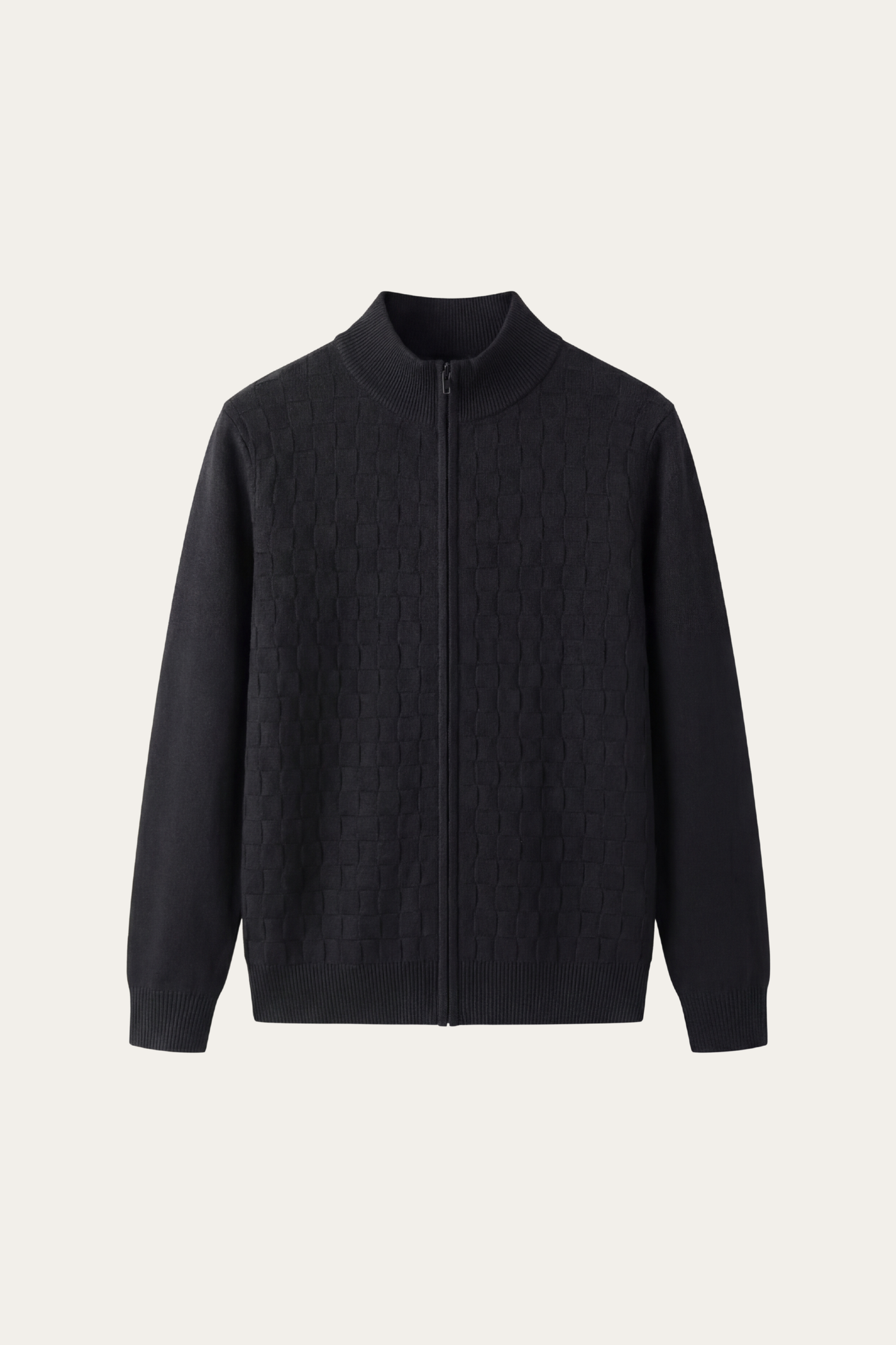 Cortina Textured Zip Sweater Black