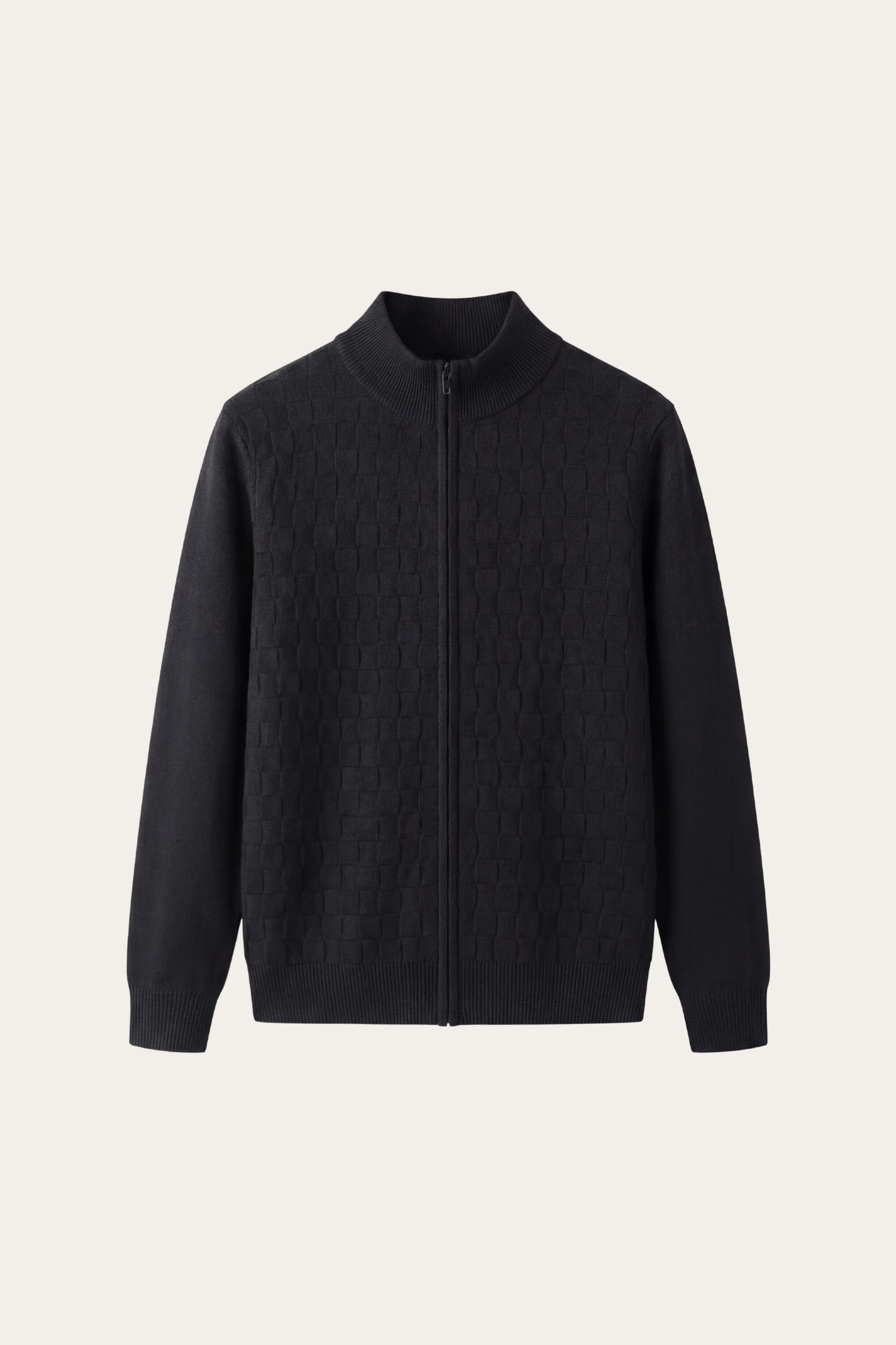 Cortina Textured Zip Sweater Black