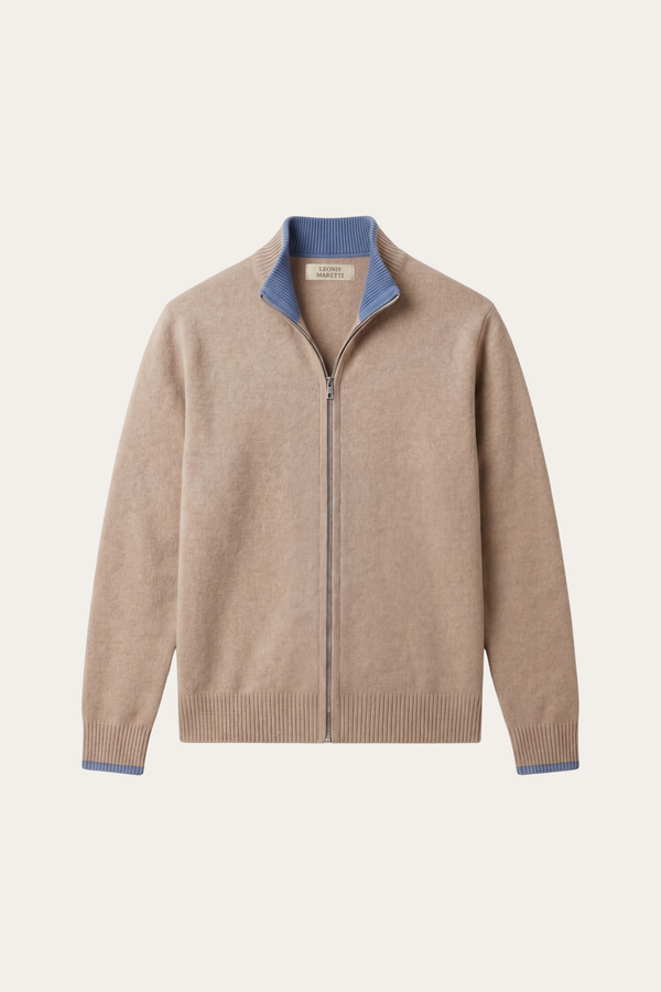 Terenzo Zip Cardigan Beige