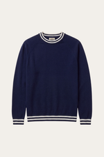 Cremona Merino Contrast Trim Crewneck Navy