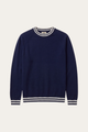 Cremona Merino Contrast Trim Crewneck Navy