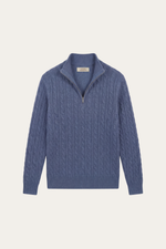 Lerano Cashmere Half-Zip Knit Blue