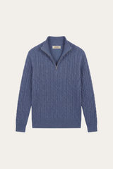 Lerano Cashmere Half-Zip Knit Blue