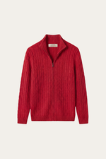 Bolzano Cable Zip Knit Red