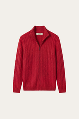 Bolzano Cable Zip Knit Red