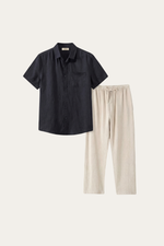 Trento Linen Set Black/Beige