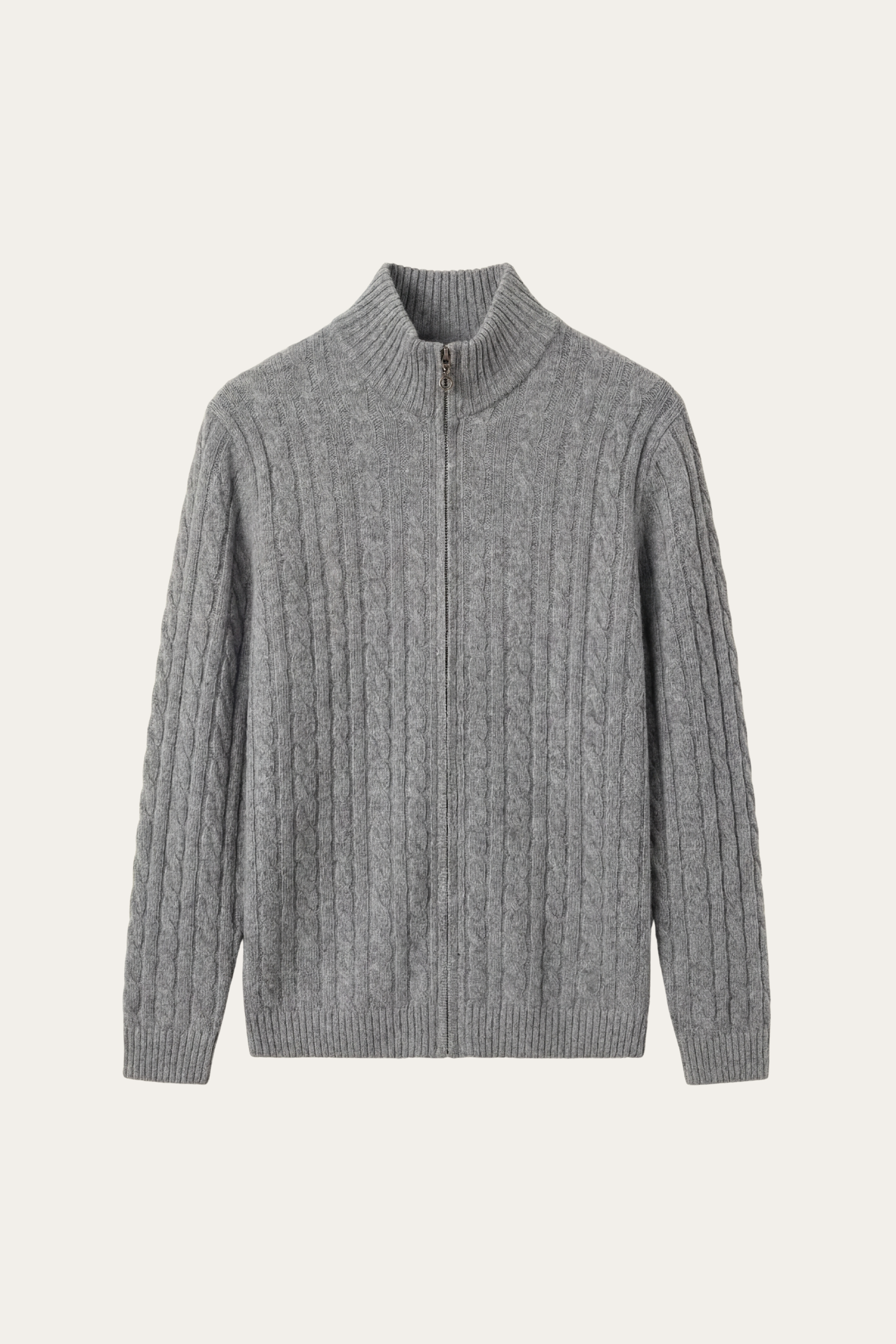 Bolzano Cable Zip Knit Grey