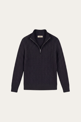 Lerano Cashmere Half-Zip Knit Black