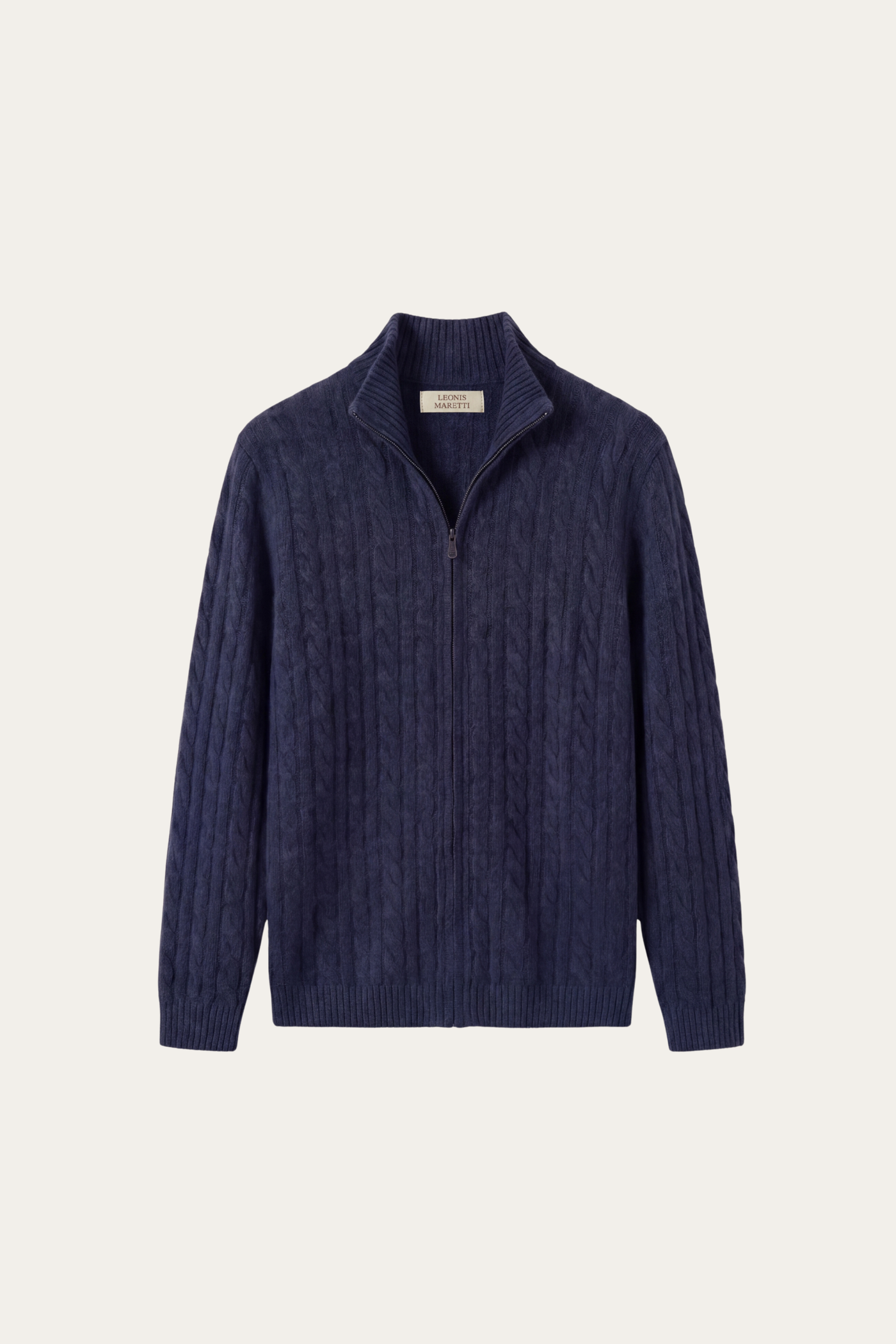 Bolzano Cable Zip Knit Blue Grey