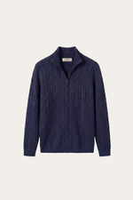 Bolzano Cable Zip Knit Blue Grey