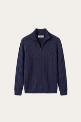 Bolzano Cable Zip Knit Blue Grey