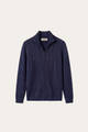 Bolzano Cable Zip Knit Blue Grey
