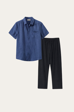 Trento Linen Set Blue/Black