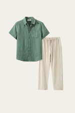 Trento Linen Set Green/Beige