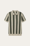 Silano Striped Knit Polo Green