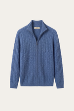 Bolzano Cable Zip Knit Blue