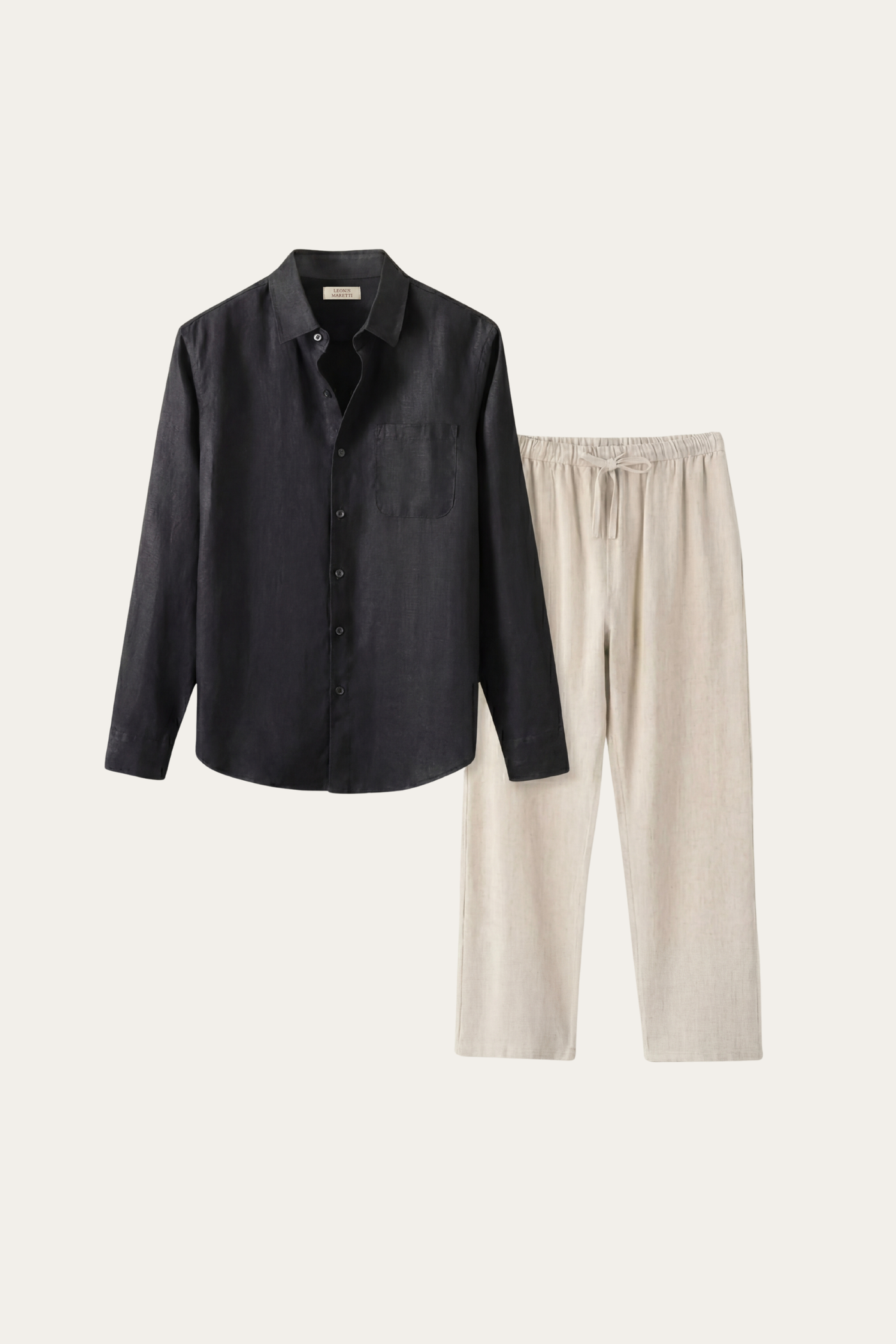Pisa Linen Set Long Sleeve Black/Beige