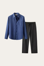 Pisa Linen Set Long Sleeve Blue/Black