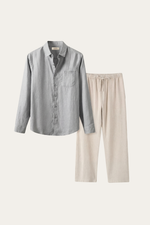 Pisa Linen Set Long Sleeve Grey/Beige