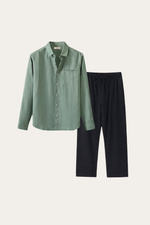 Pisa Linen Set Long Sleeve Green/Black