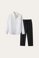 Pisa Linen Set Long Sleeve White/Black