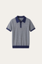 Ravino Panelled Knit Polo Dark Blue