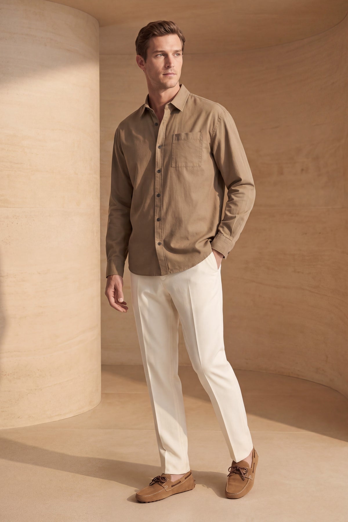 Spoleto Cotton Overshirt Khaki