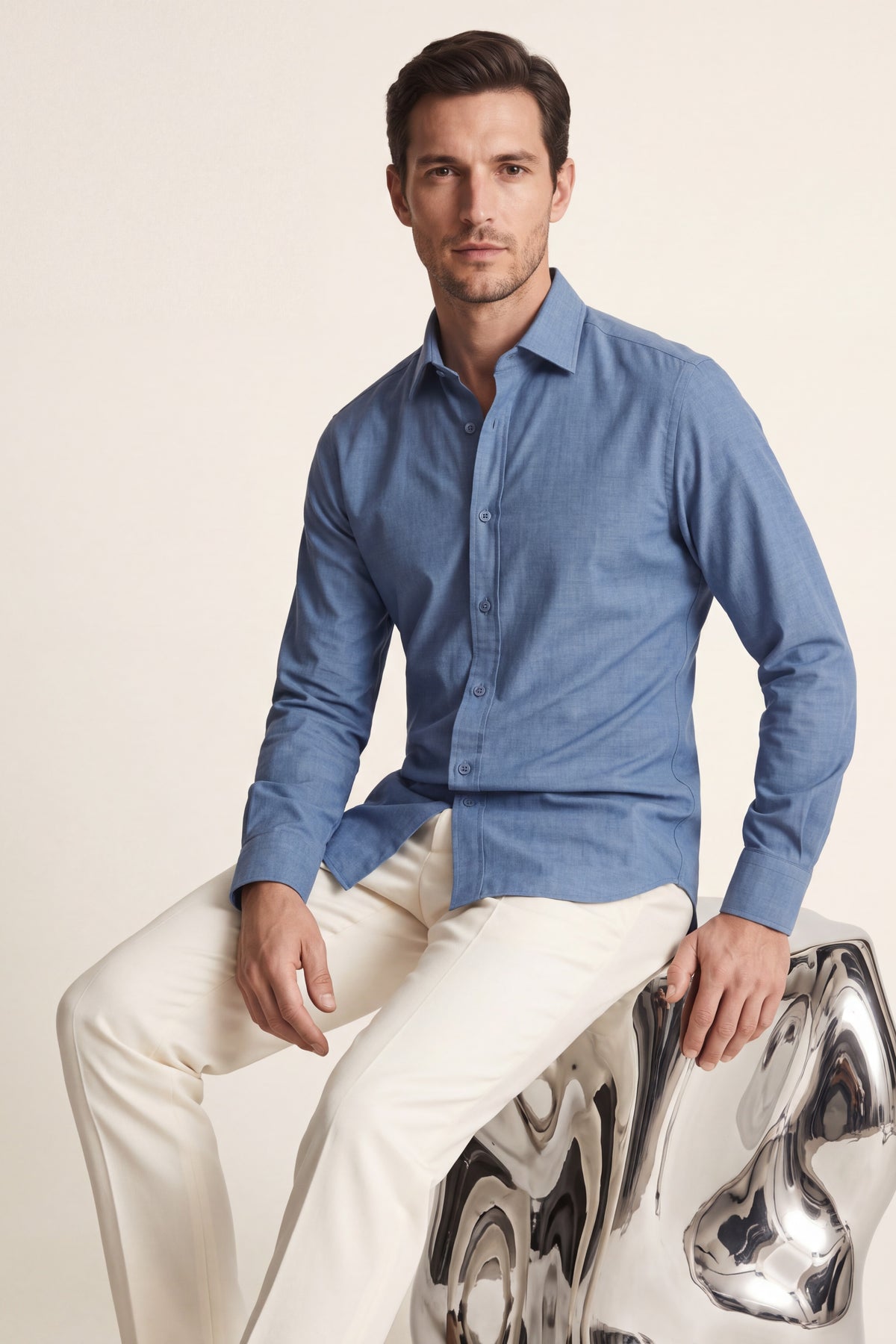 Ragusa Cotton Dress Shirt Denim Blue
