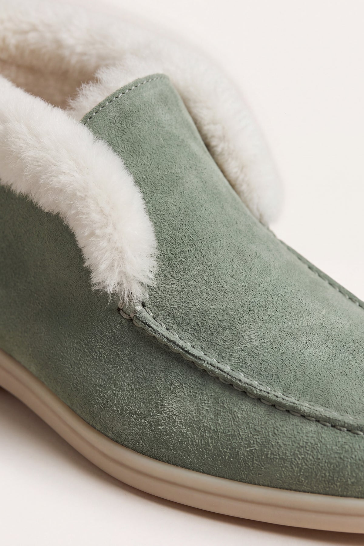 Arzano Fur-Lined High Top Loafer Sage Green