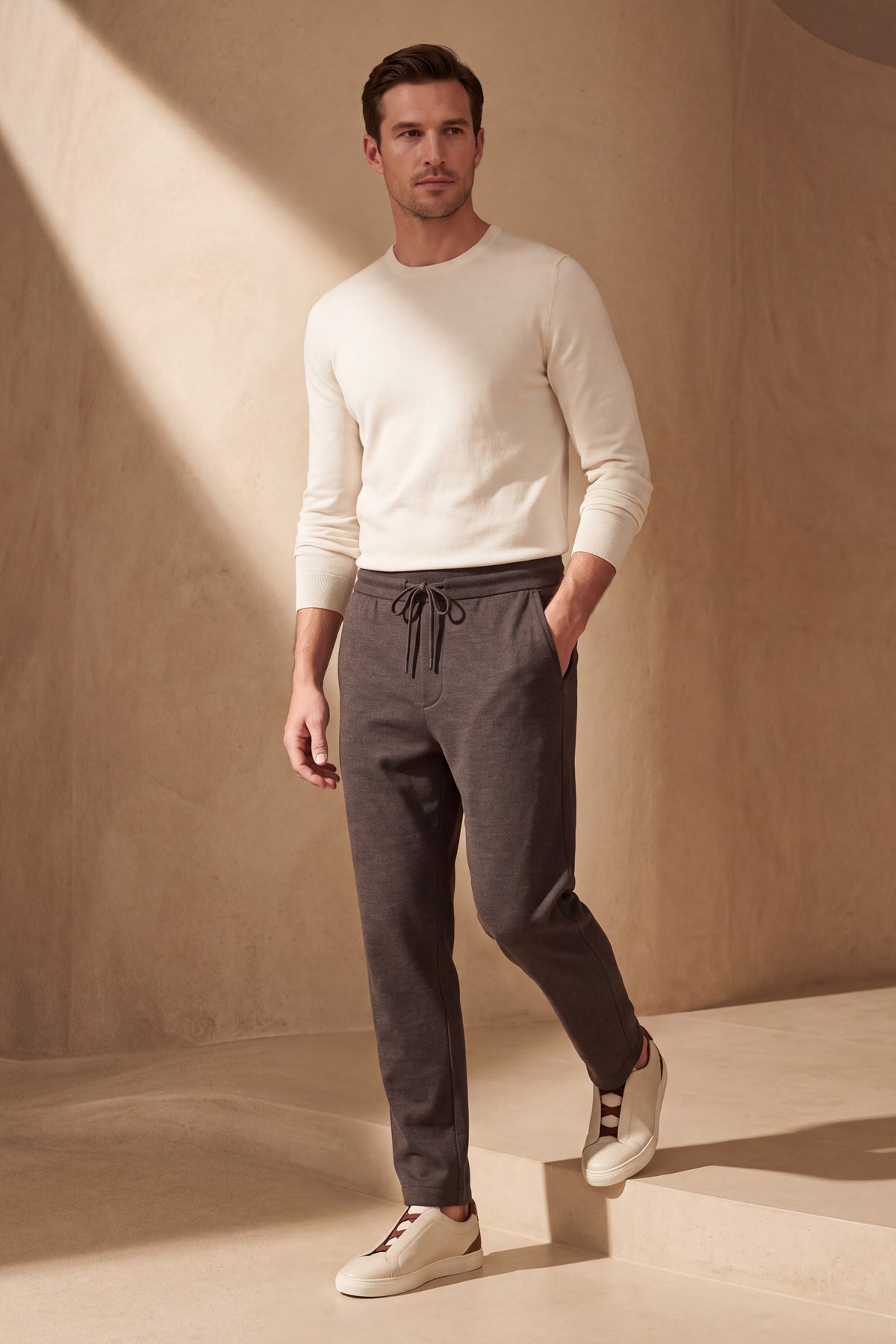 Gubbio Merino Wool Joggers Brown
