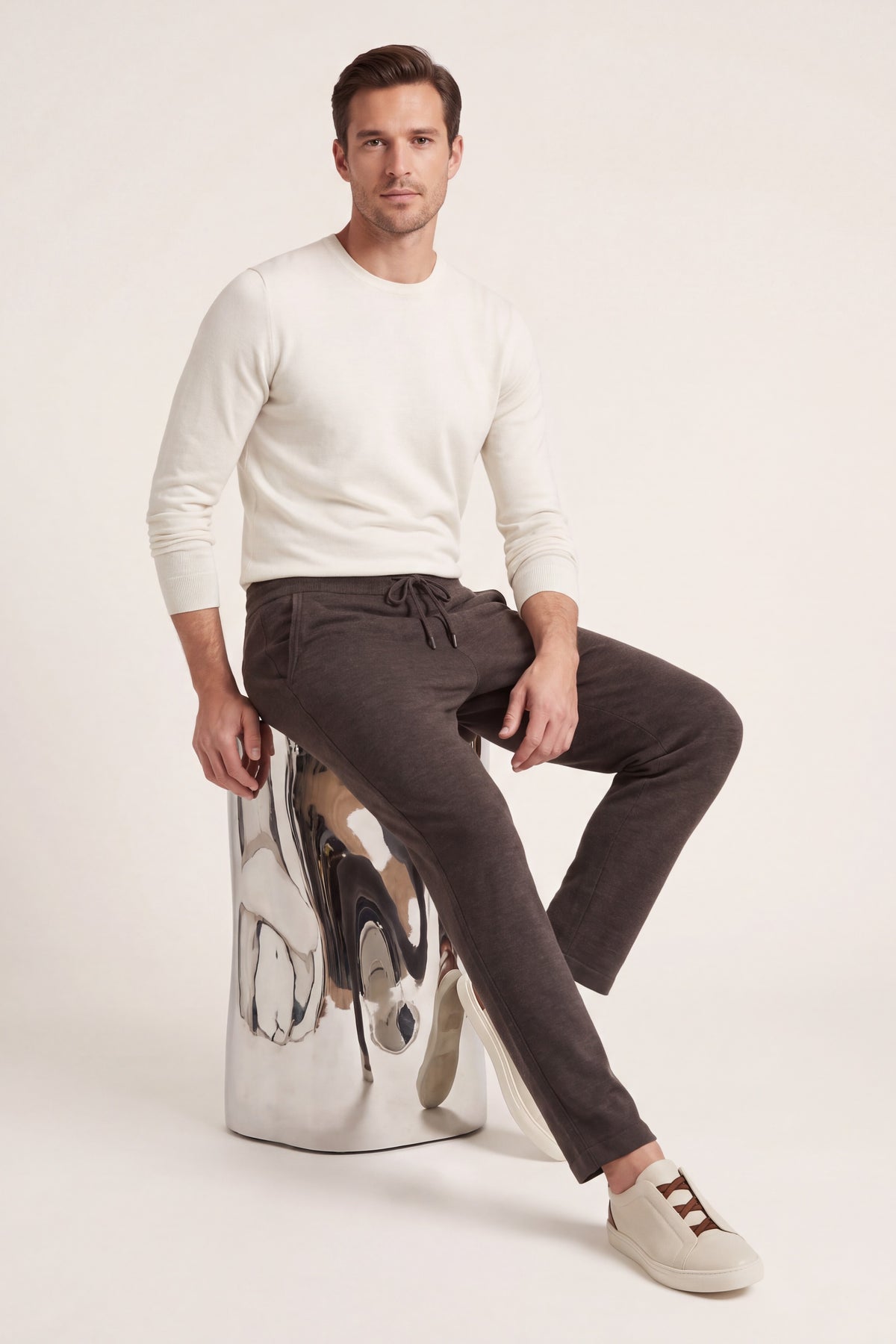 Gubbio Merino Wool Joggers Brown