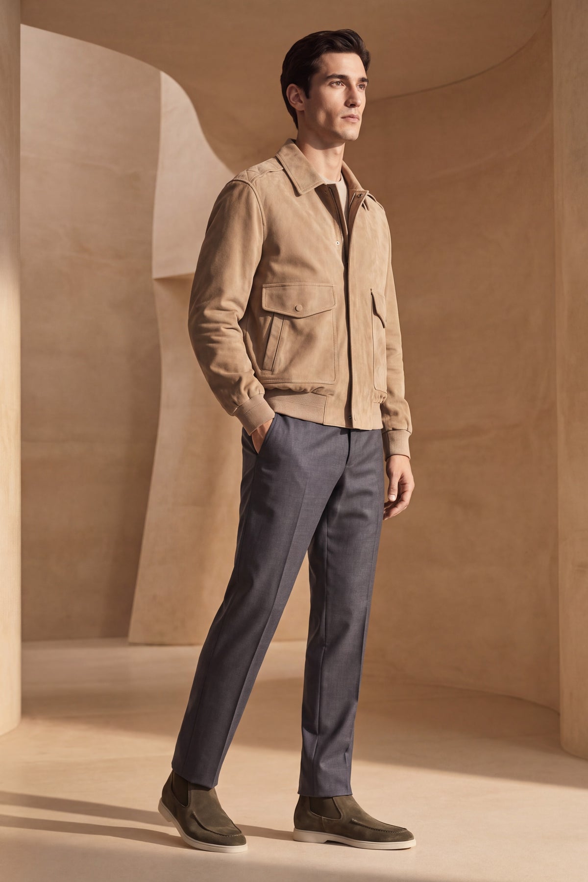Leonis Suede Jacket Beige