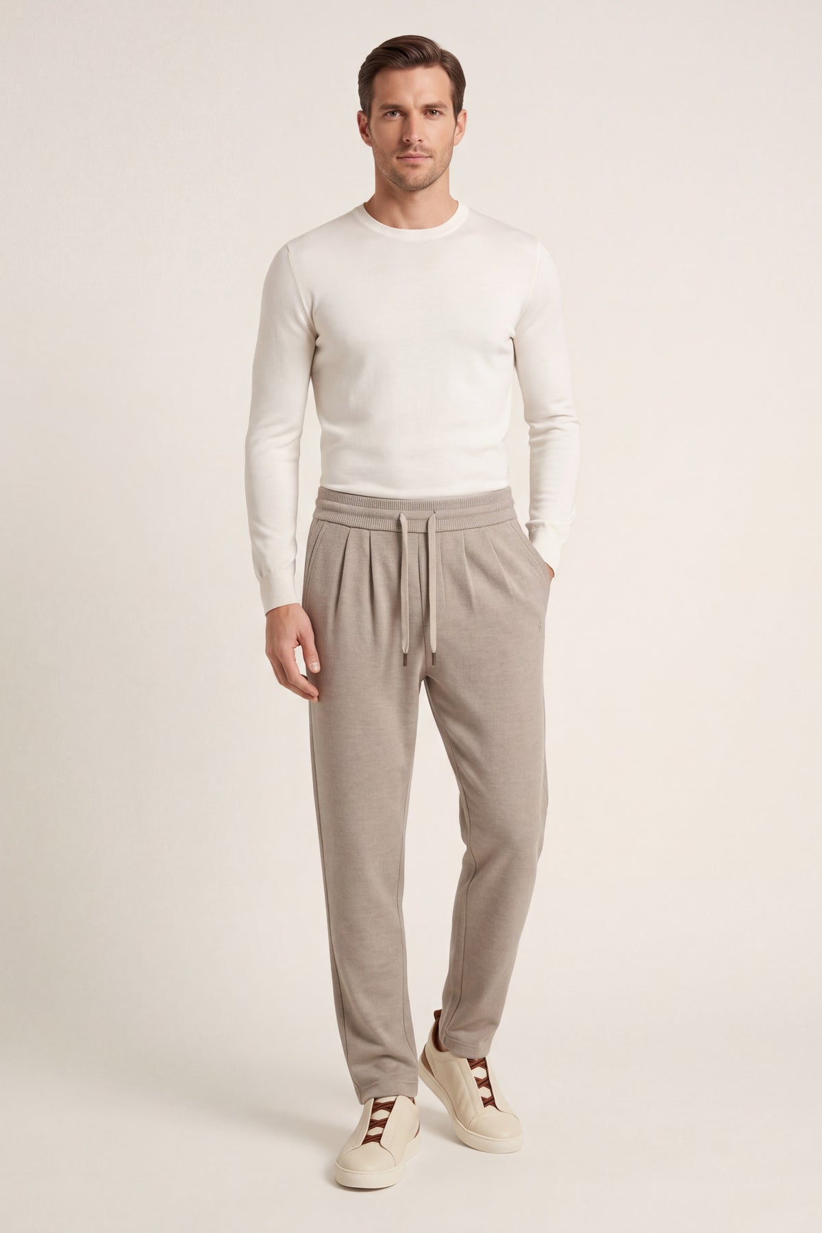 Gubbio Merino Wool Joggers Beige