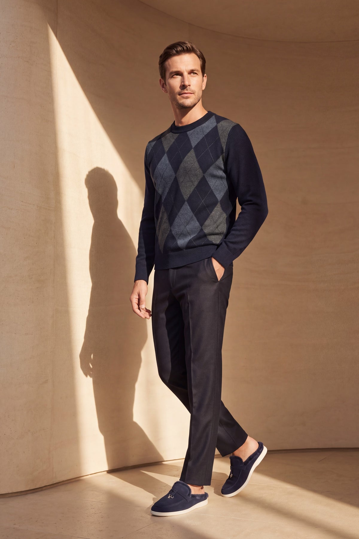 Pavia Argyle Crewneck Navy