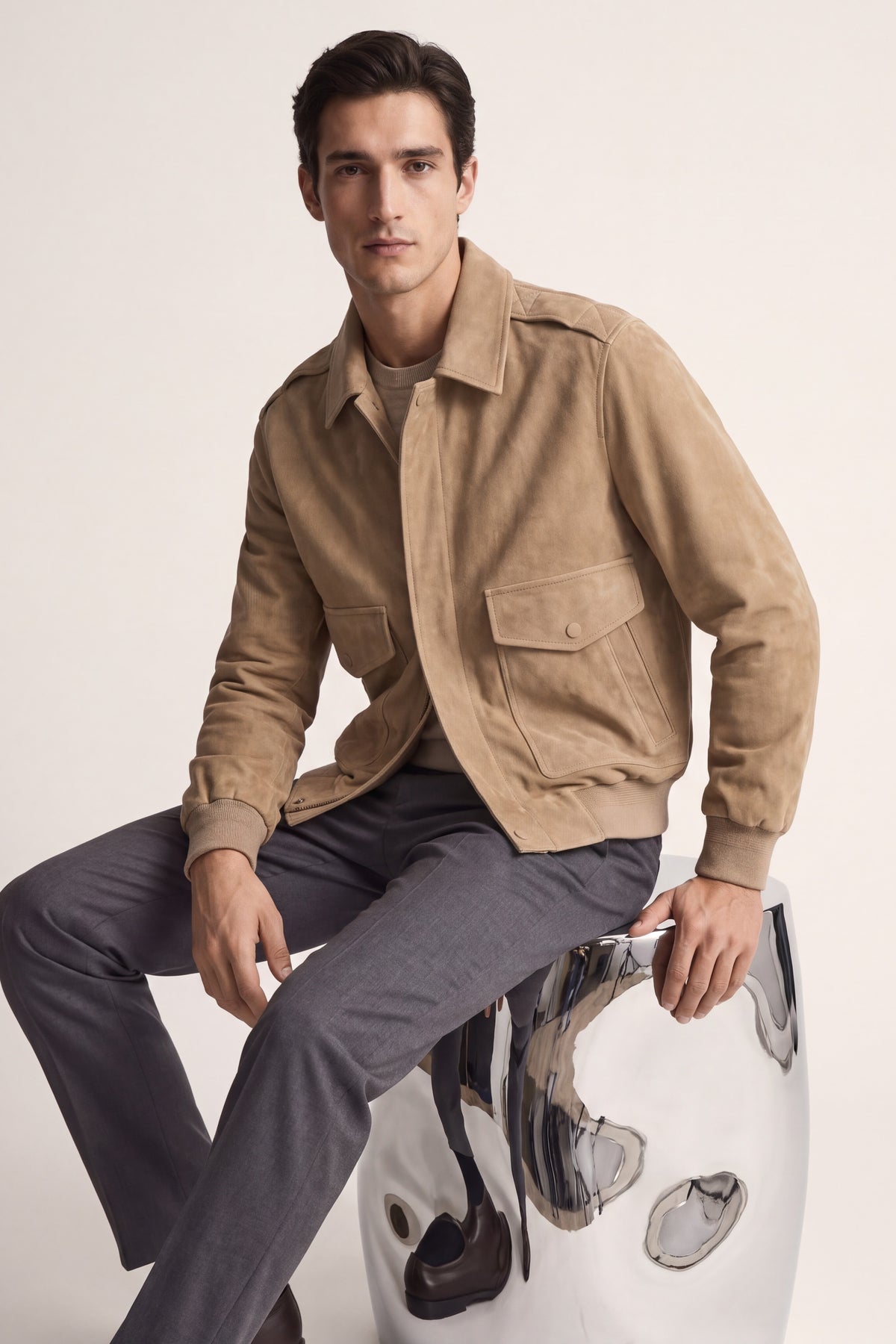 Leonis Suede Jacket Beige