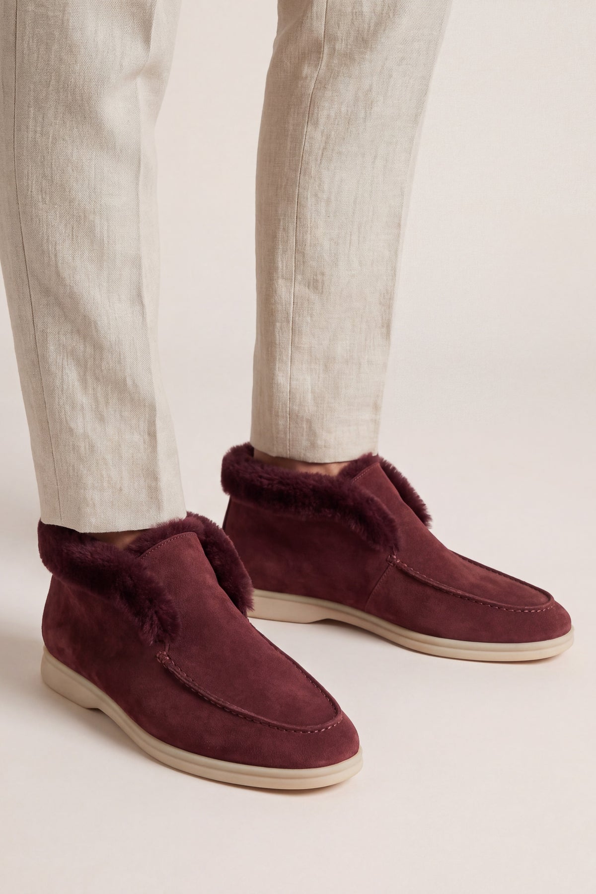 Arzano Fur-Lined High Top Loafer Burgundy