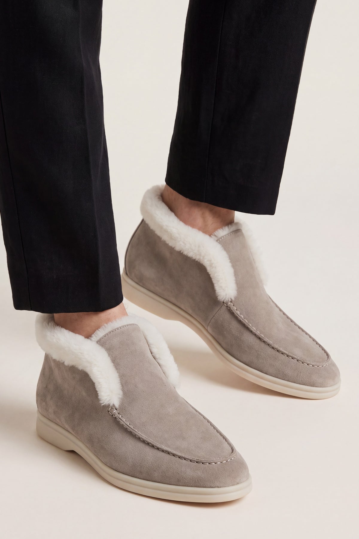 Arzano Fur-Lined High Top Loafer Taupe