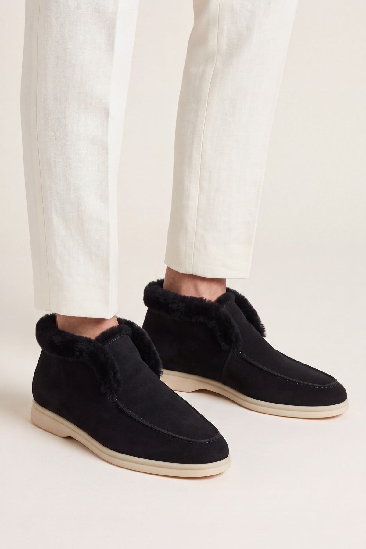 Arzano Fur-Lined High Top Loafer Black