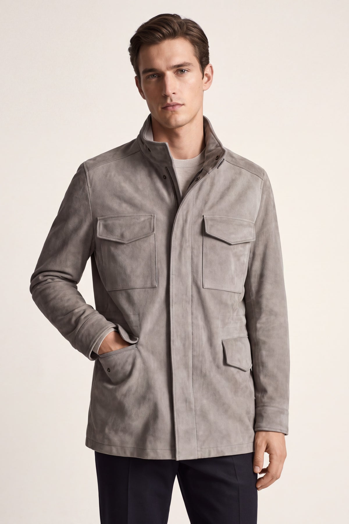 Bergamo Suede Field Jacket Stone