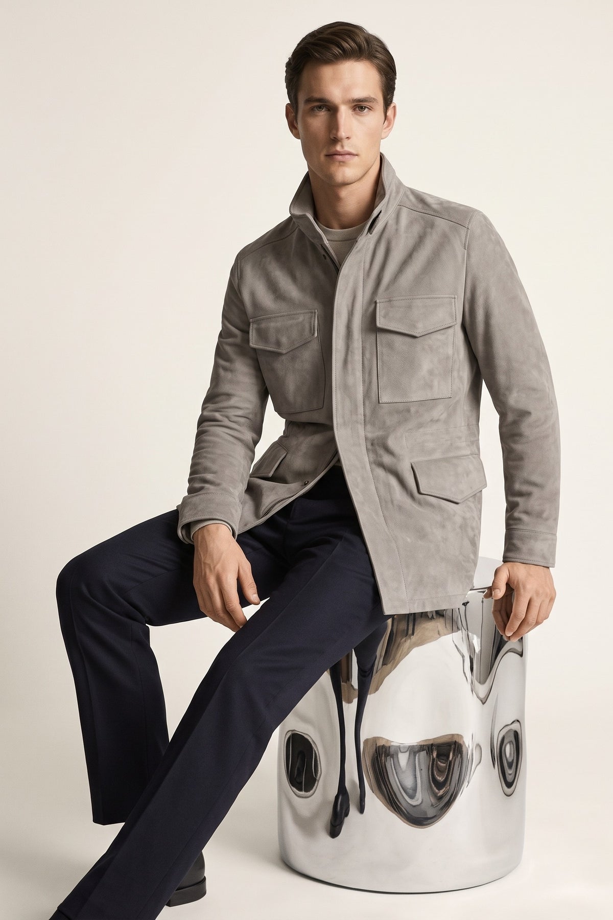 Bergamo Suede Field Jacket Stone
