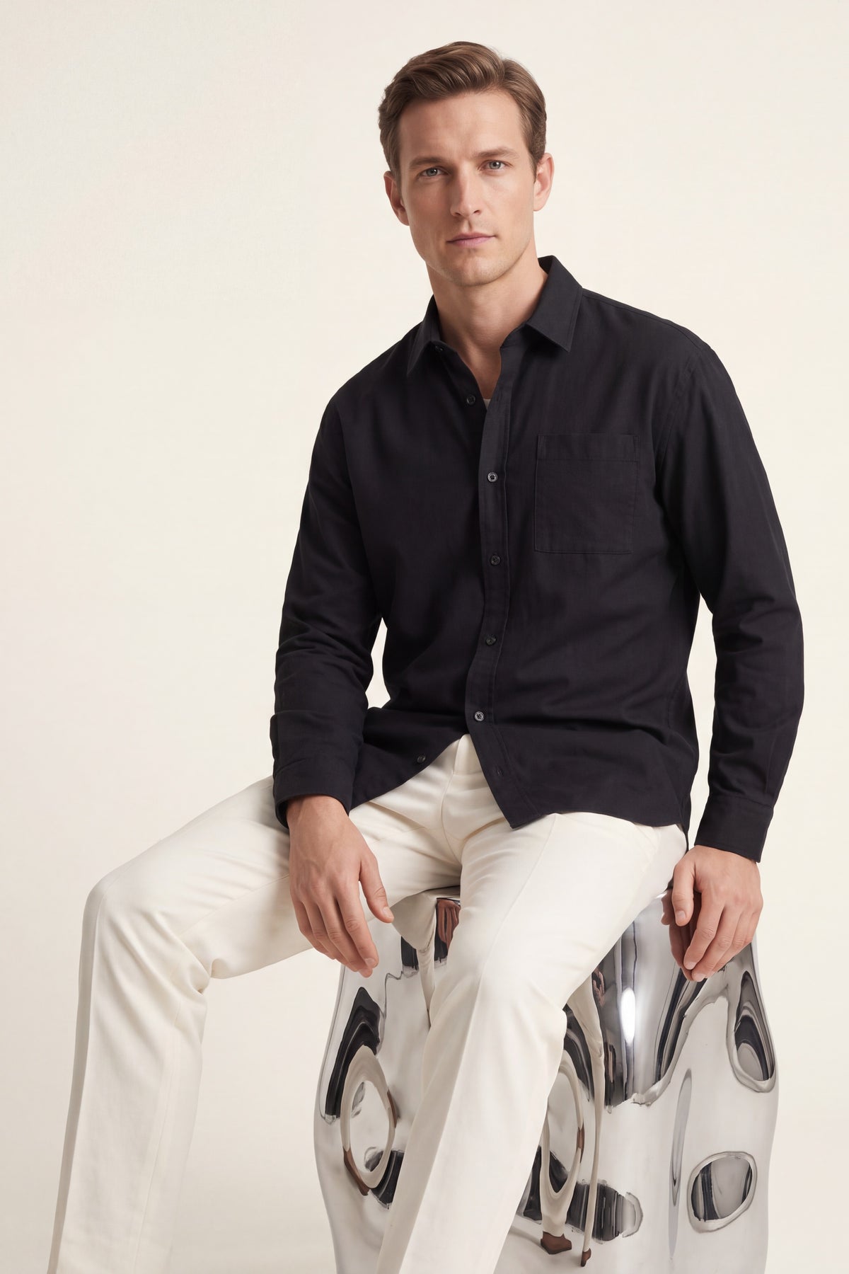 Spoleto Cotton Overshirt Black