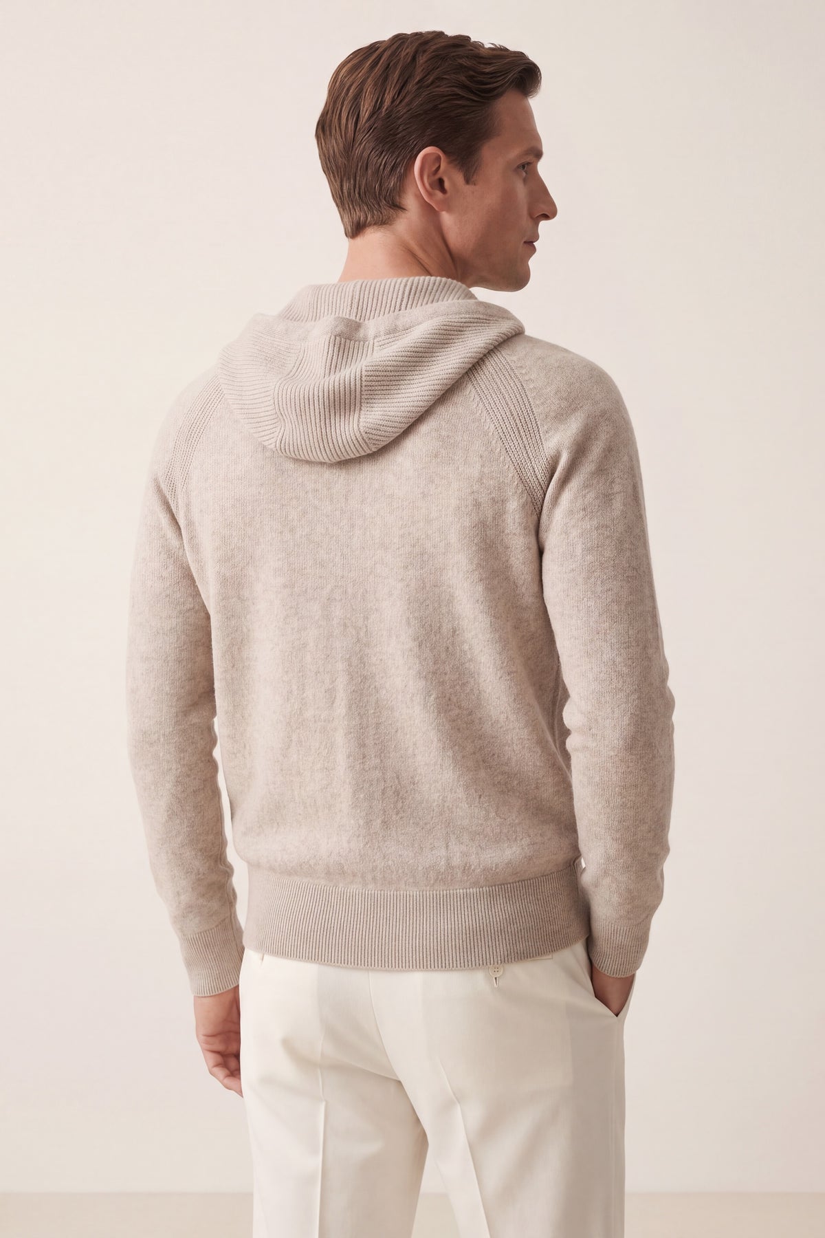 Fermo Cashmere Zipped Hoodie Beige