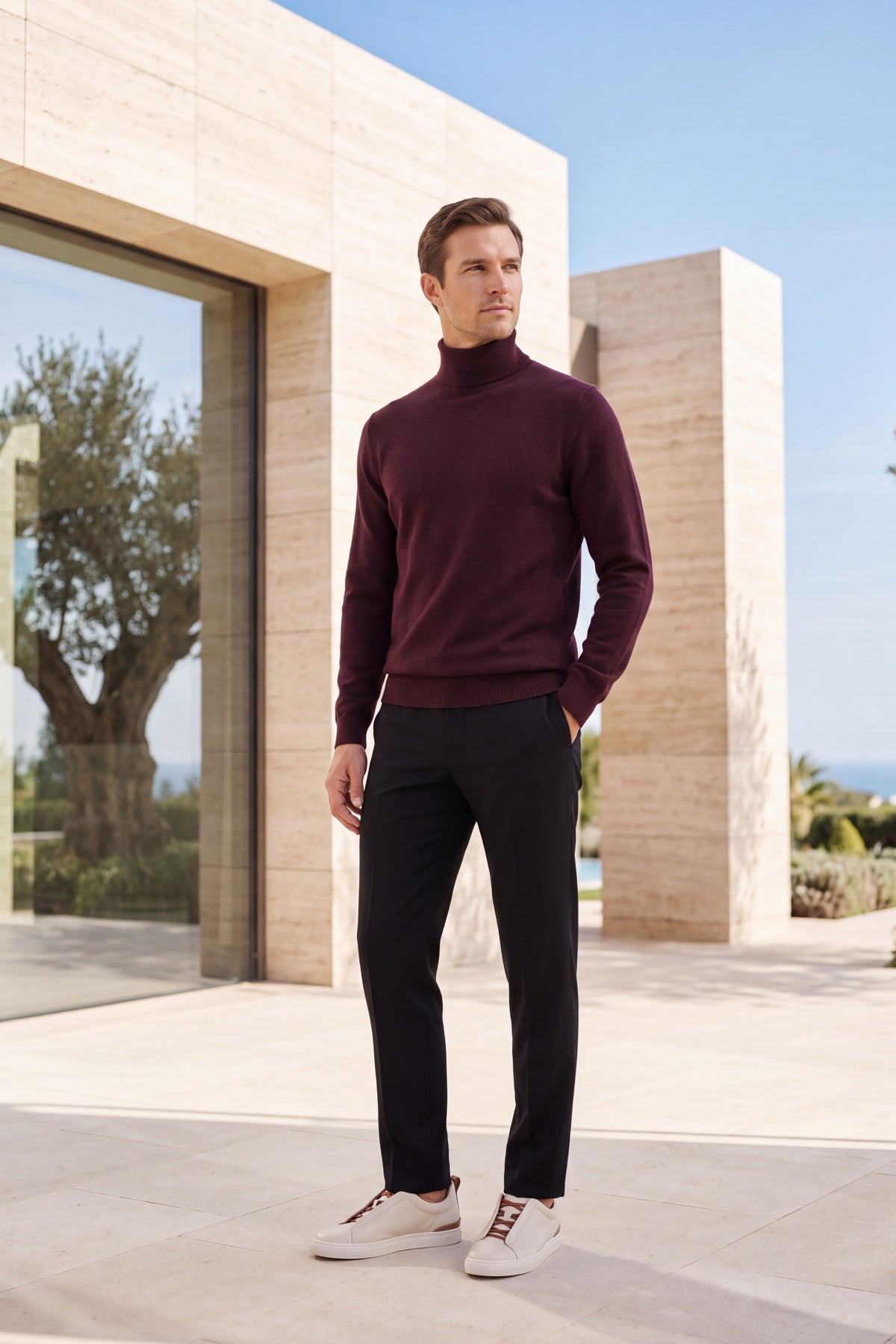 Vercelli Fine Turtleneck Burgundy