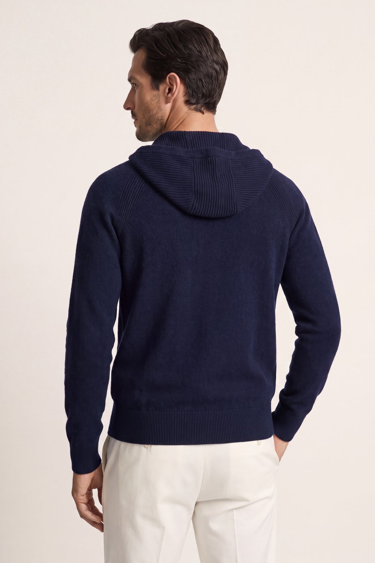 Fermo Cashmere Zipped Hoodie Navy