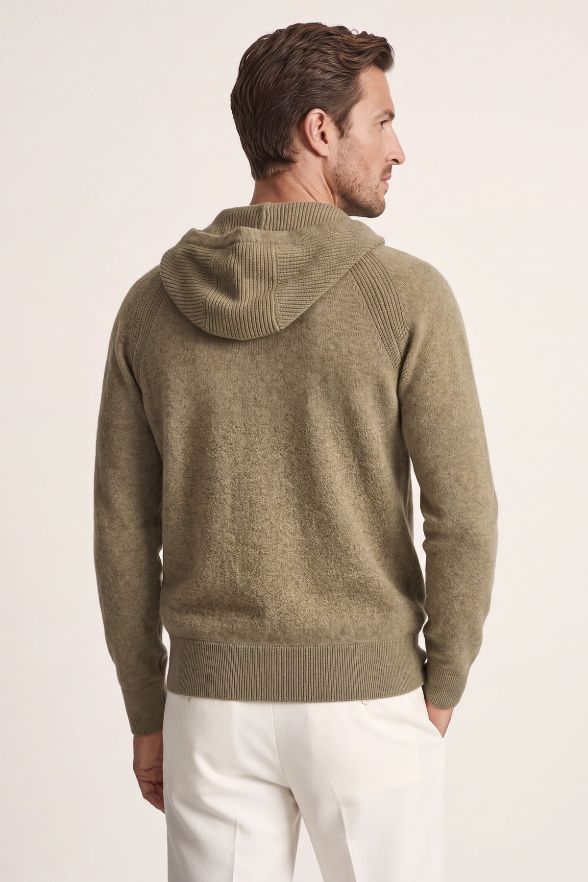 Fermo Cashmere Zipped Hoodie Olive