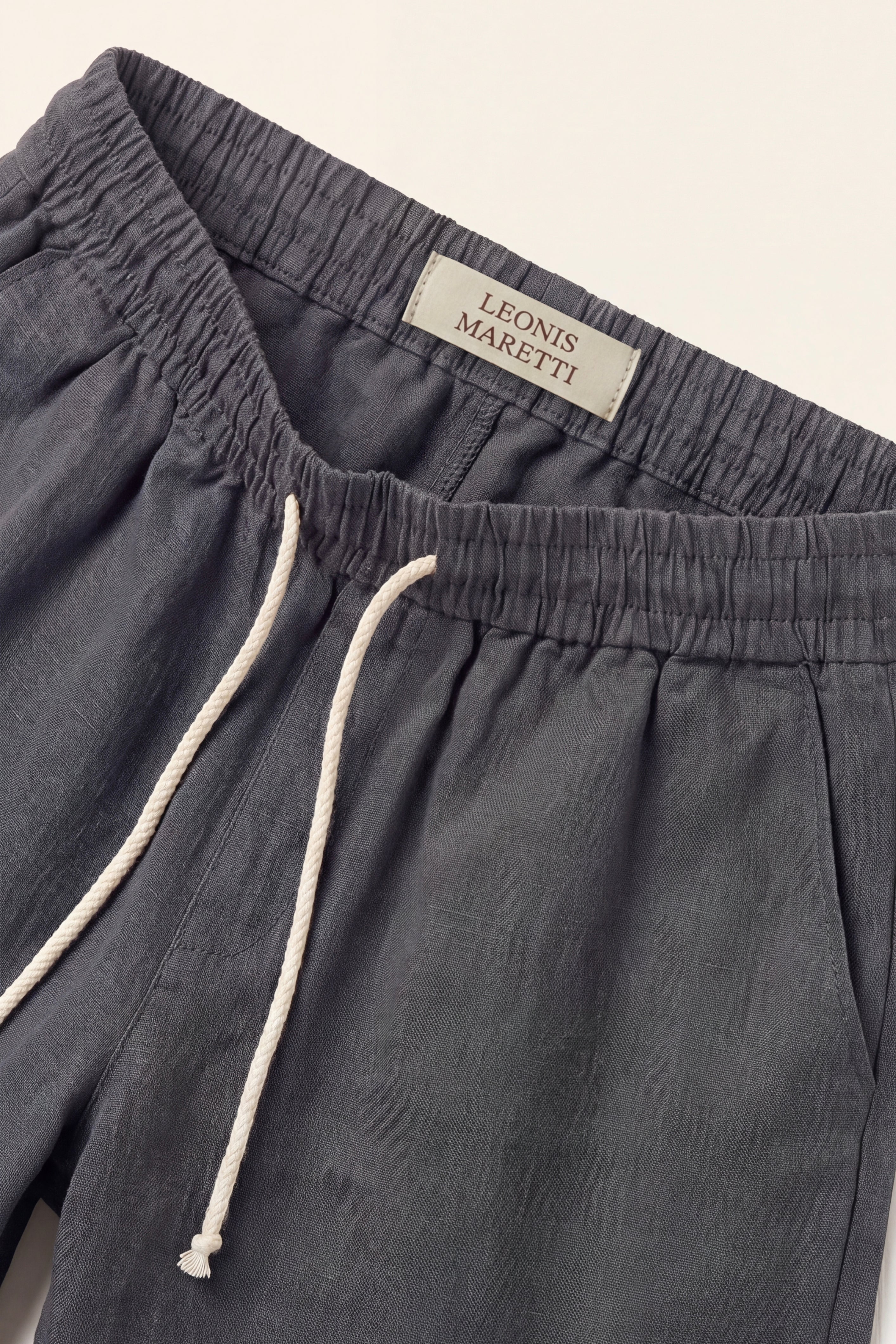 Lecce Linen Drawstring Shorts Dark Grey